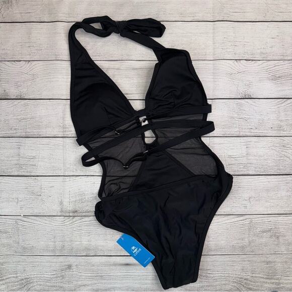 CUPSHE NWT Halter Backless One Piece Swimsuit Black Size XS - Picture 9 of 9